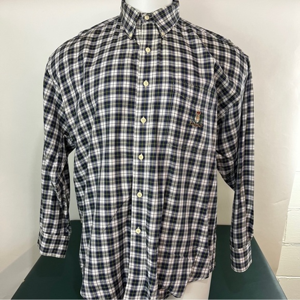 Chaps Ralph Lauren Men's Large Blue Plaid Button Down Shirt (615)